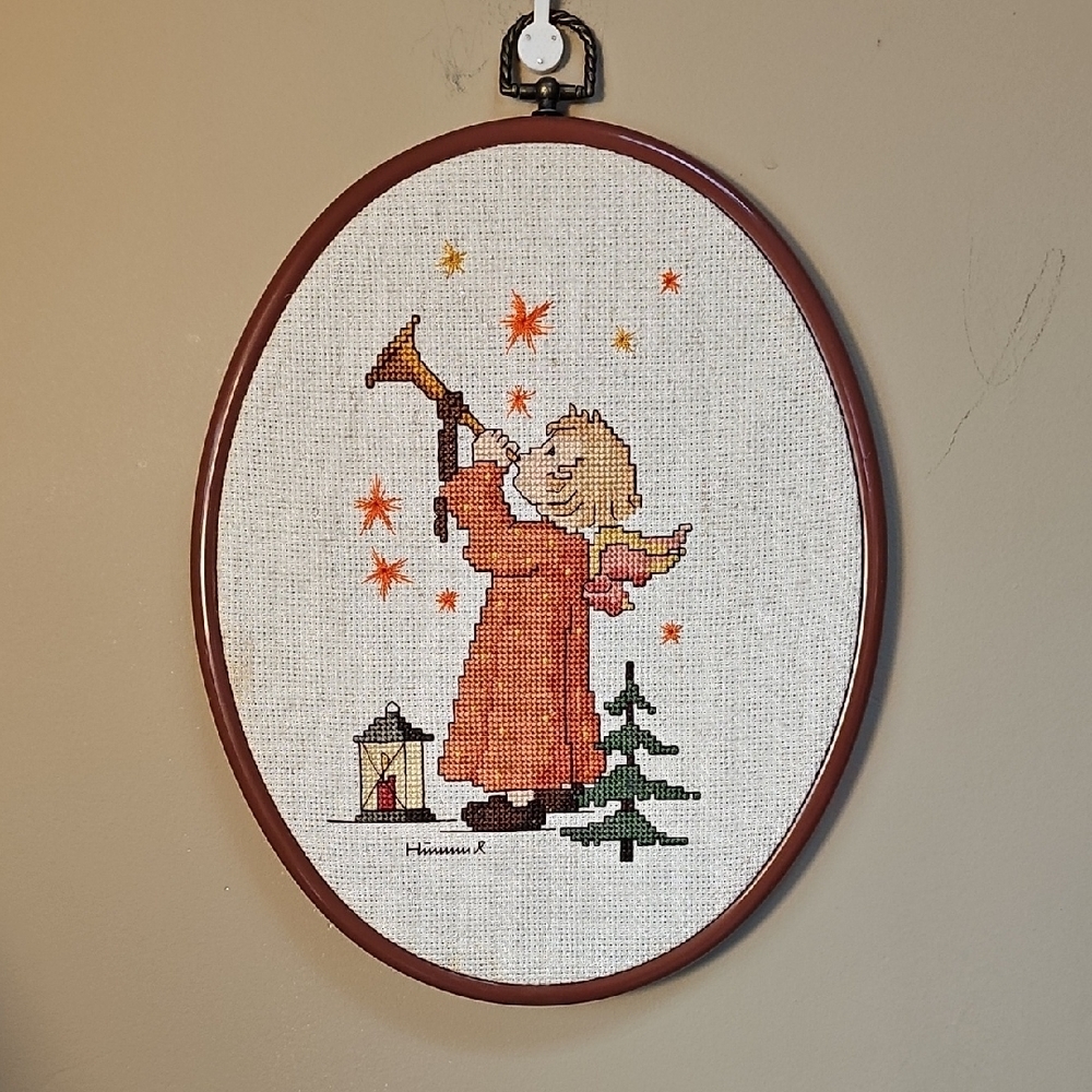 Needlepoint Embroidered Angel Wall Art